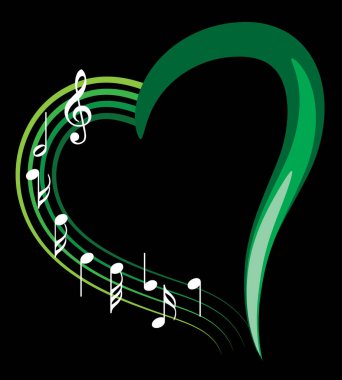 Bir müzik notası ve kalbin vektör çizimi