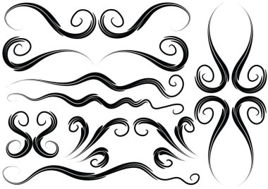 Siyah vektör dekoratif elementler kümesi