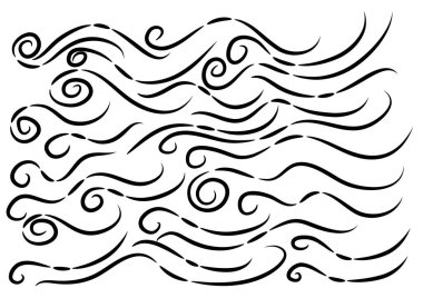 soyut siyah beyaz girdap dalgalarının vektör kümesi.
