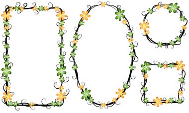 Beyaz arkaplanda izole edilmiş boş alanı olan güzel dekoratif çerçeveler, vektör illüstrasyonu 