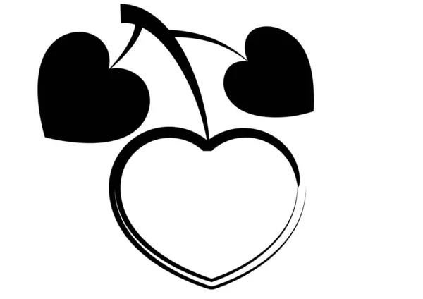 Ícone Coração Estilo Preto Isolado Fundo Branco Símbolo Amor Ilustração — Vetor de Stock