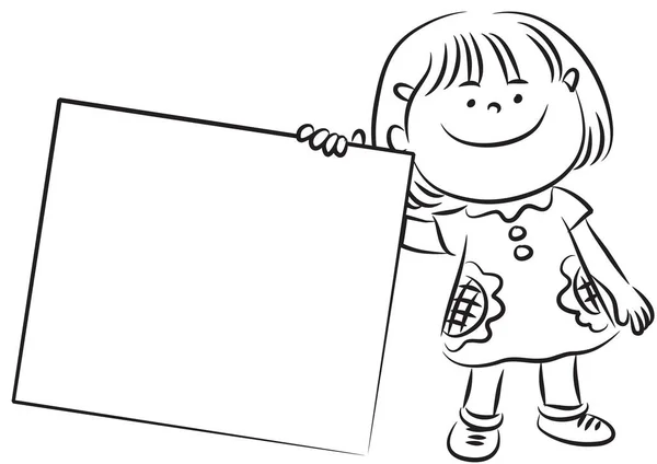 Ілюстрація Хлопчика Тримає Порожній Банер — стоковий вектор