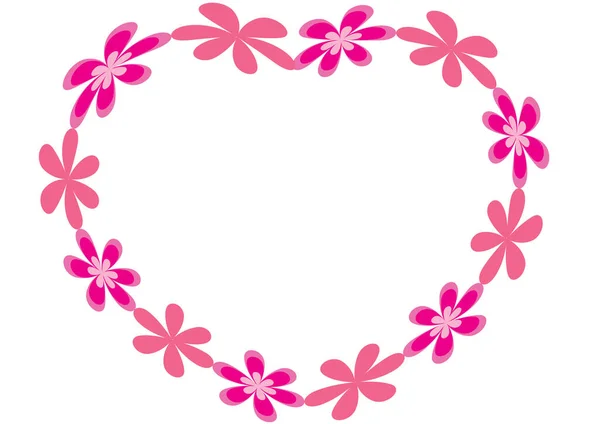 Pink Flowers Frame Isolated White Background — Stock Vector