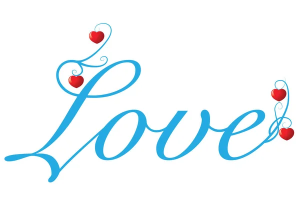 Bir Kalbin Vektör Çizimi Sevgi Sözcüğüyle — Stok Vektör