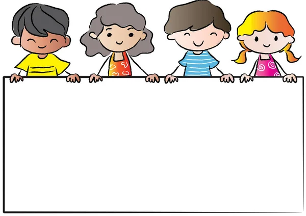 Enfants Avec Bannière Vierge — Image vectorielle