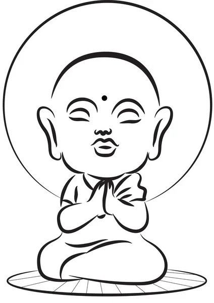 Illustration Vectorielle Personnage Dessin Animé Budda — Image vectorielle