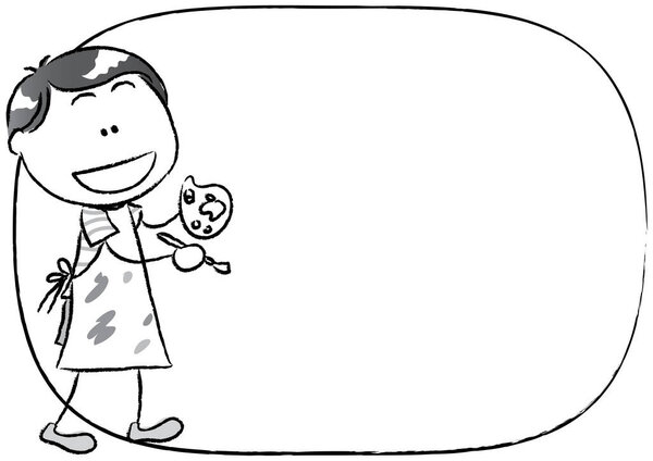 hand drawn cartoon character of a boy holding a blank sign