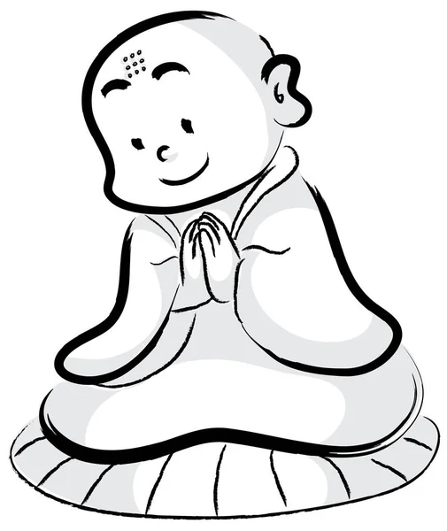 Σχέδιο Του Καρτούν Επίπεδη Βούδα Διάνυσμα Εικονογράφηση Θρησκεία Του Βουδισμού — Διανυσματικό Αρχείο