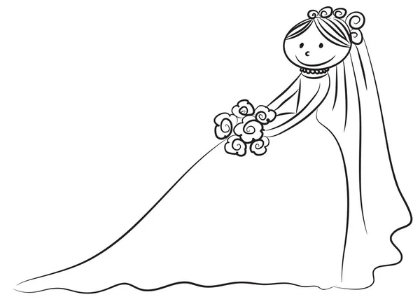 Mariée Robe Mariée Sur Fond Blanc — Image vectorielle
