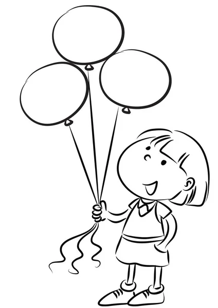 Illustration Little Girl Holding Balloon — Stock Vector