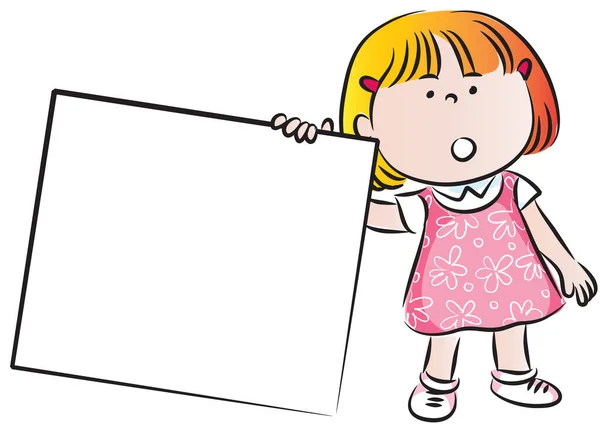 Illustration Eines Mädchens Mit Einem Leeren Banner — Stockvektor