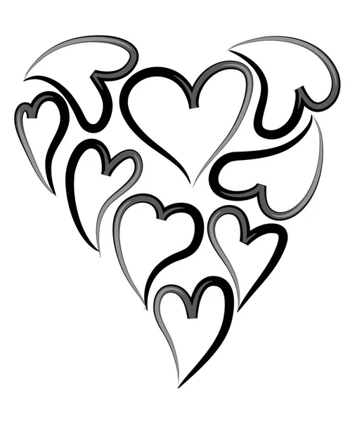 Ασπρόμαυρη Διανυσματική Καρδιά — Διανυσματικό Αρχείο