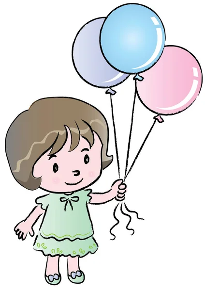 Chica Con Grandes Globos — Vector de stock