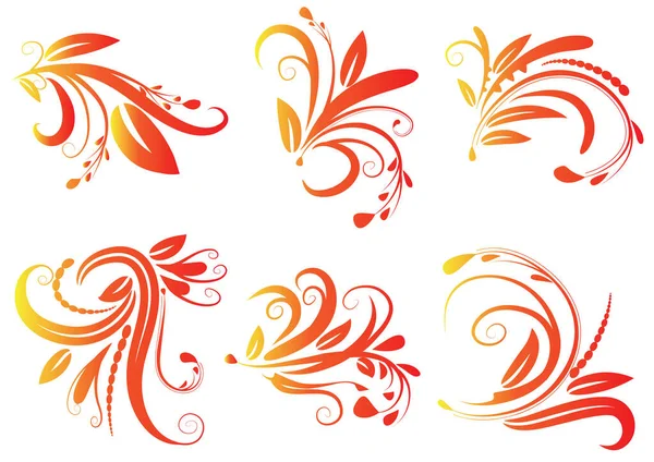 Vector Set Floral Elements White Background — Stock Vector