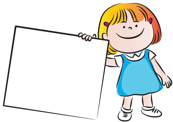 Illustration Eines Mädchens Mit Einem Leeren Banner — Stockvektor