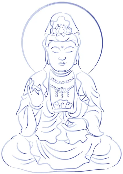 Illustrazione Vettoriale Una Mano Disegnata Buddha — Vettoriale Stock