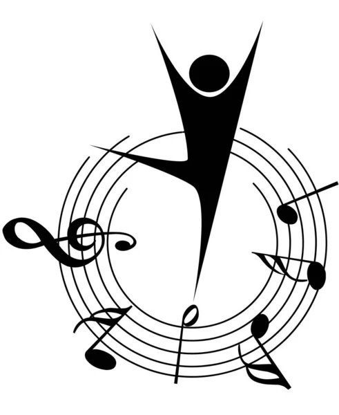 Illustration Vectorielle Danseur Notes Musique — Image vectorielle