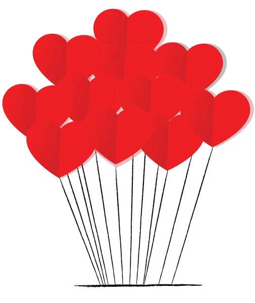 Globos Voladores Forma Corazón — Archivo Imágenes Vectoriales