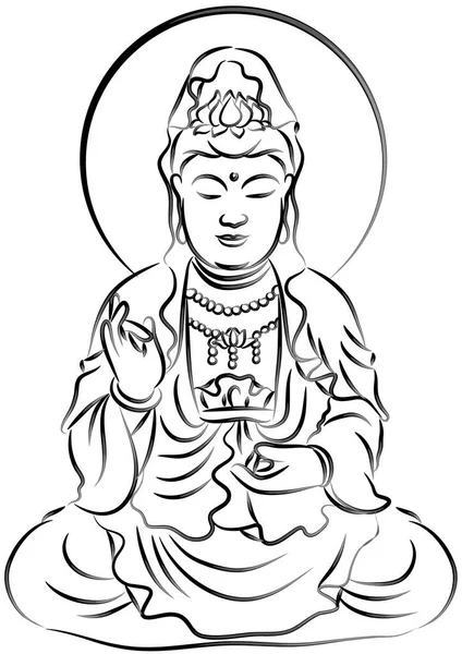 Ilustración Vectorial Personaje Dibujos Animados Buda — Vector de stock