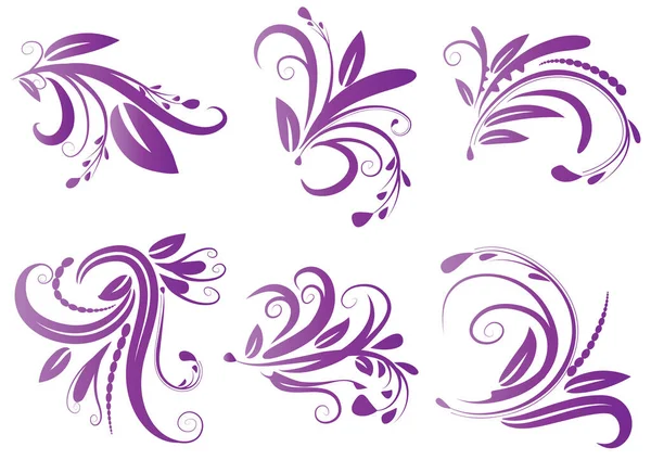 Vector Conjunto Elementos Florales Sobre Fondo Blanco — Vector de stock