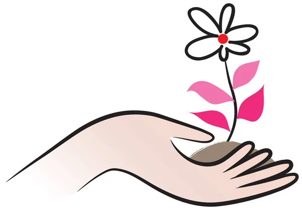 Mão Segurando Uma Flor Ilustração Vetorial —  Vetores de Stock
