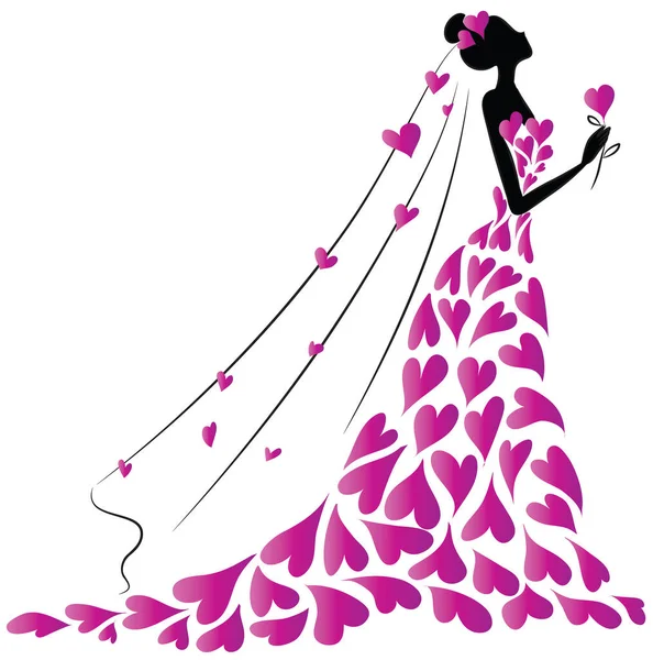 Дівчина Рожевій Сукні Квіткою — стоковий вектор