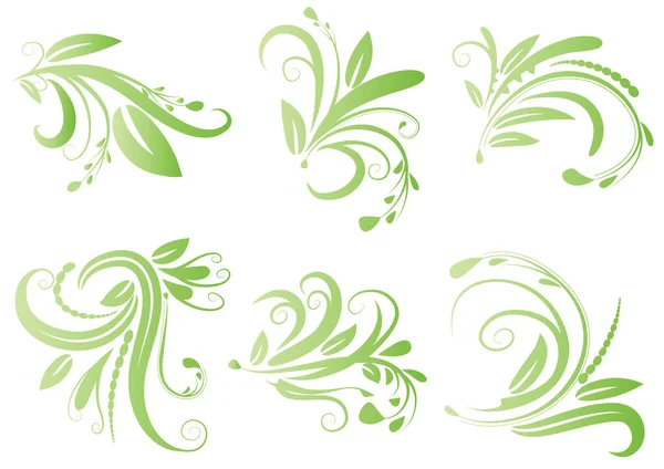 Vector Set Floral Elements White Background — Stock Vector