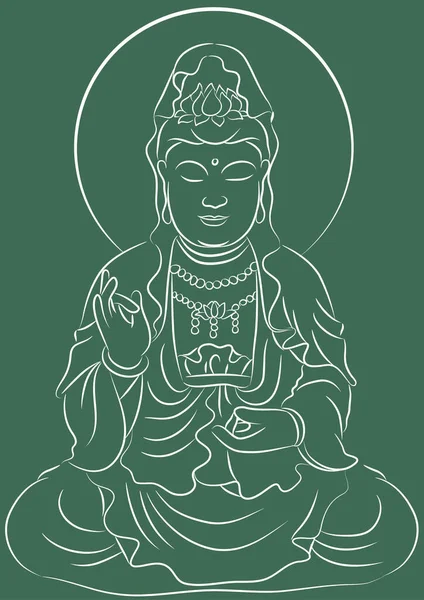 Illustrazione Vettoriale Buddha Disegnato Mano — Vettoriale Stock