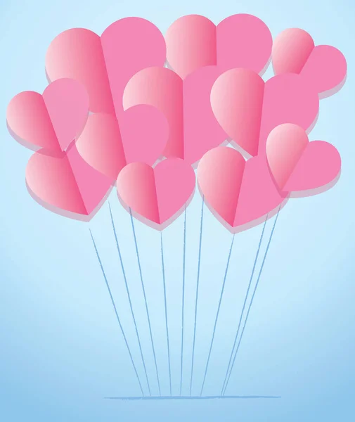 Ballons Roses Forme Coeur — Image vectorielle