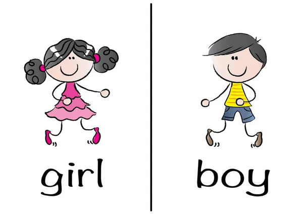 女孩和男孩的病媒群 — 图库矢量图片