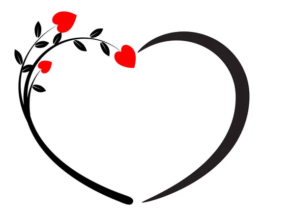 心臓と赤いバラのベクトル図 — ストックベクタ