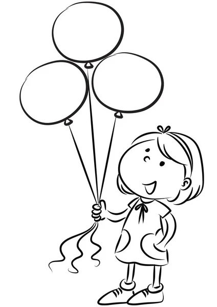 Little Girl Holding Balloon — Stock Vector
