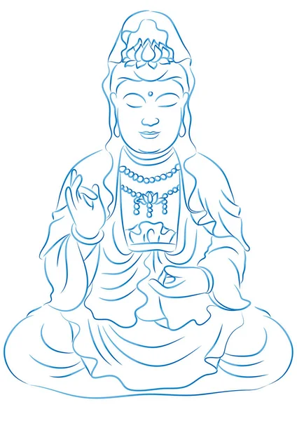 Wektor Ilustracja Strony Rysowane Kreskówkowy Charakter Budda — Wektor stockowy