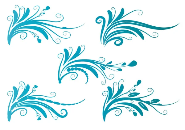 Квітковий Орнамент Синіми Гойдалками — стоковий вектор