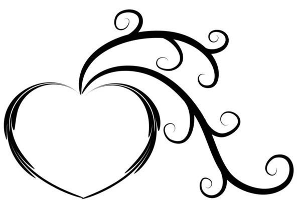 Bunte Flache Herz Logo Mit Ästen Isoliert Auf Weißem Hintergrund — Stockvektor