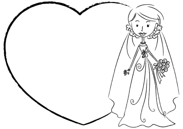 Dibujos Animados Hermosa Novia Vestido Novia Aislado Sobre Fondo Blanco — Vector de stock