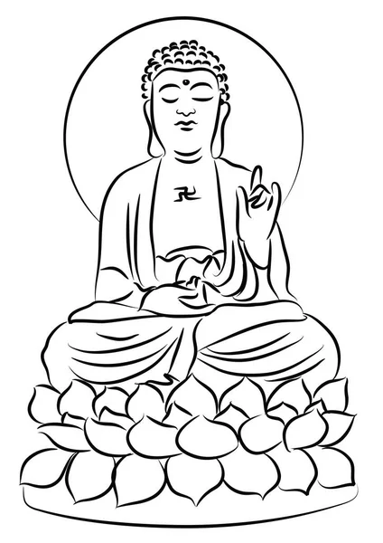 Vector Ilustración Buddha — Vector de stock