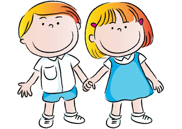 Çocuk ve çocuğun vektör illüstrasyonu