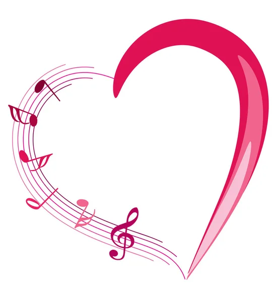 Carte Saint Valentin Avec Coeur Notes Musique — Image vectorielle