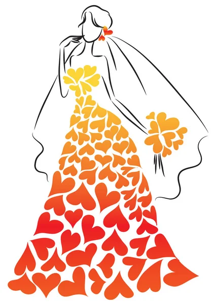 Векторна Ілюстрація Красивої Дівчини Весільній Сукні — стоковий вектор