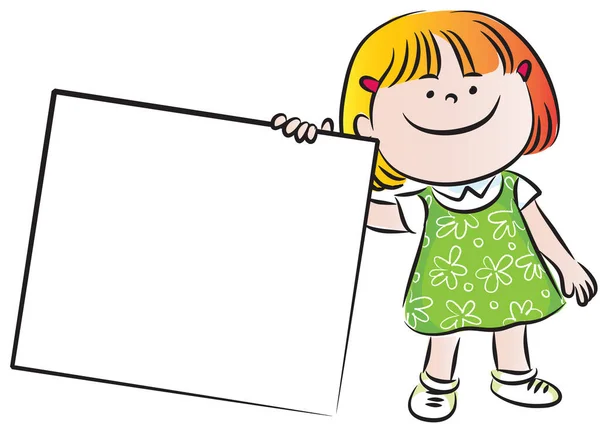 Cartoon Mädchen Mit Leerem Banner — Stockvektor