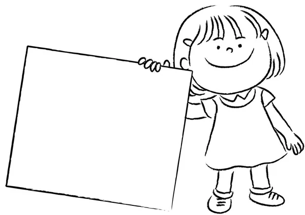 Illustration Eines Kleinen Mädchens Mit Einem Leeren Banner — Stockvektor