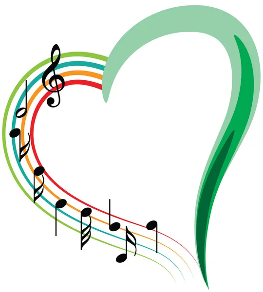 Ilustración Vectorial Corazón Notas Musicales — Vector de stock