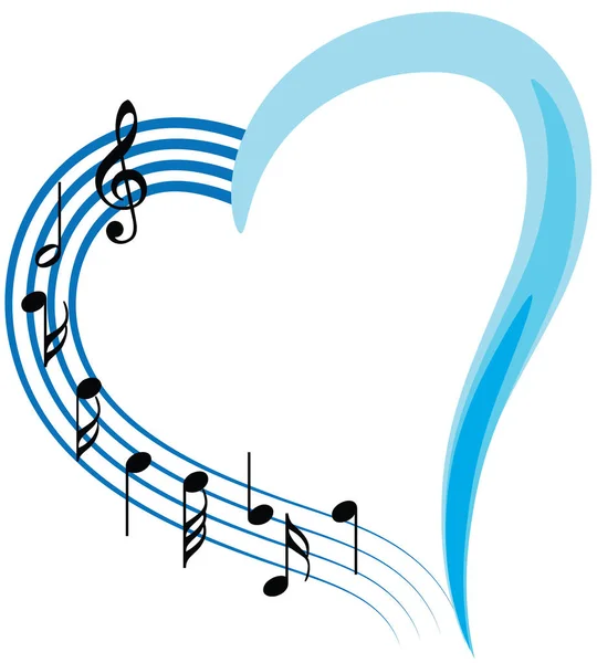 Ilustración Vectorial Corazón Notas Musicales — Vector de stock