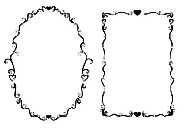 Jeu Cadres Vectoriels Noir Blanc — Image vectorielle