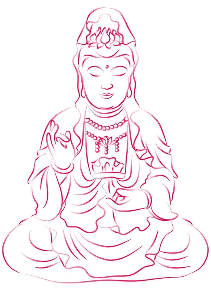 Vector Ilustración Dibujo Animado Dibujado Mano Budda — Vector de stock