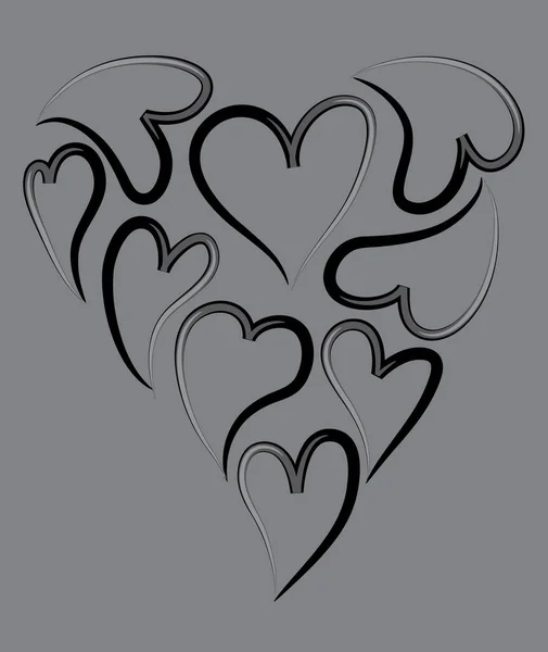 Corazón Vector Blanco Negro — Vector de stock