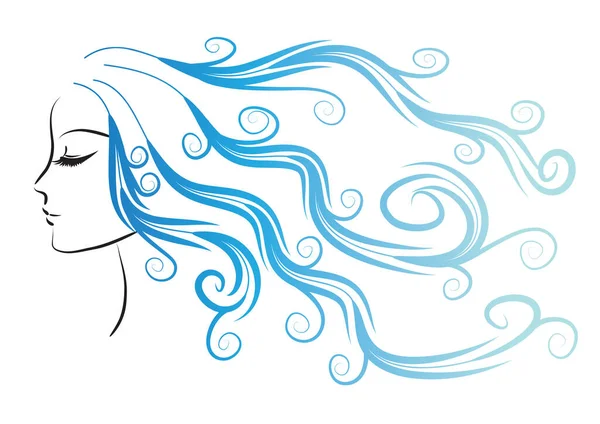 Güzel kadın yüzü, uzun saçlı.