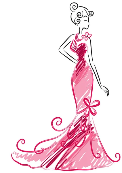 Pembe elbiseli güzel bir moda kızı.