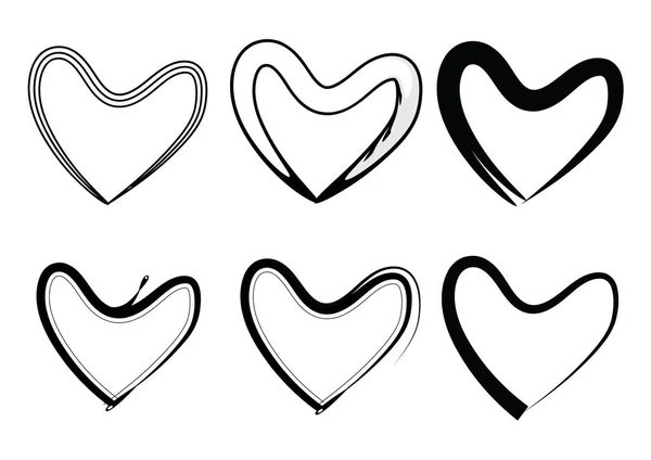 Conjunto Corazones Negros Ilustración Vectorial — Vector de stock